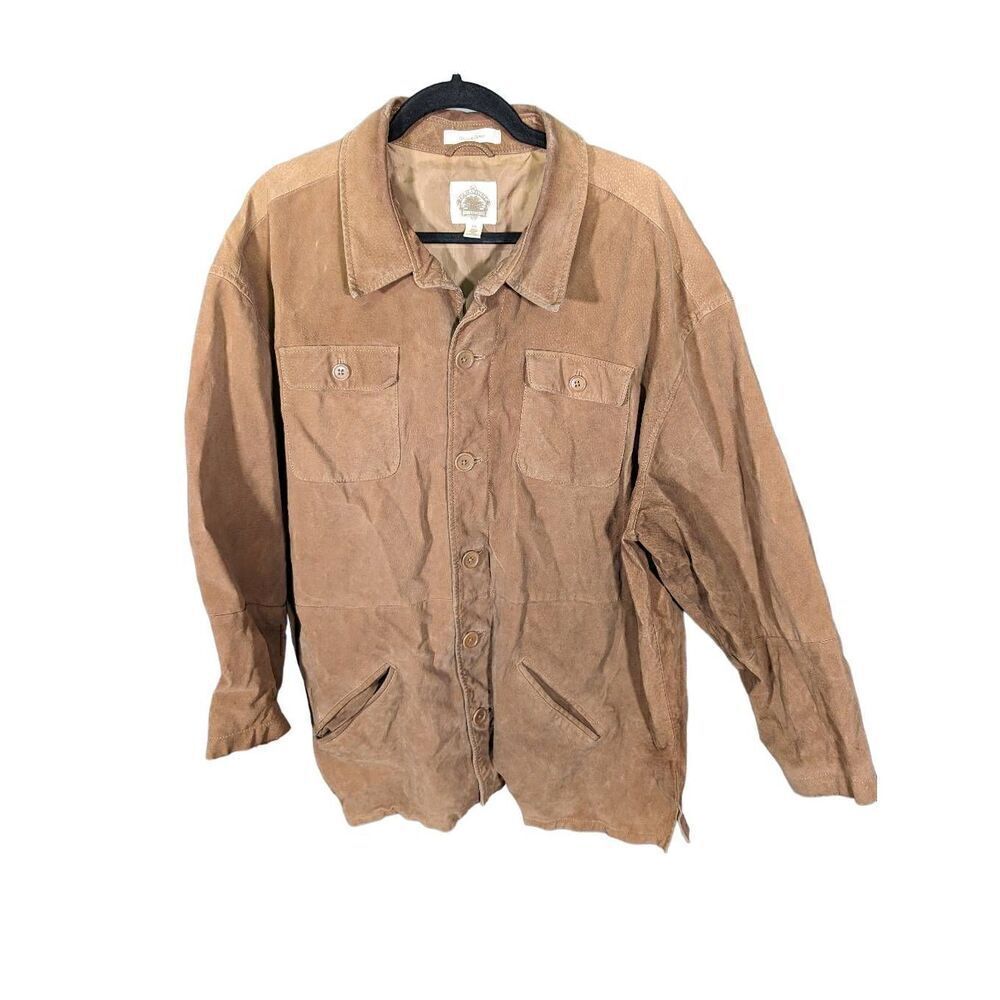 Vintage Paradise Collection Genuine Suede Leather Button Down Utility Coat Woman